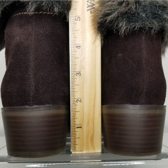 Sporto Holly Style Faux Fur Trim Lace Up Ankle Boots Brown Size 9M - Picture 5 of 10
